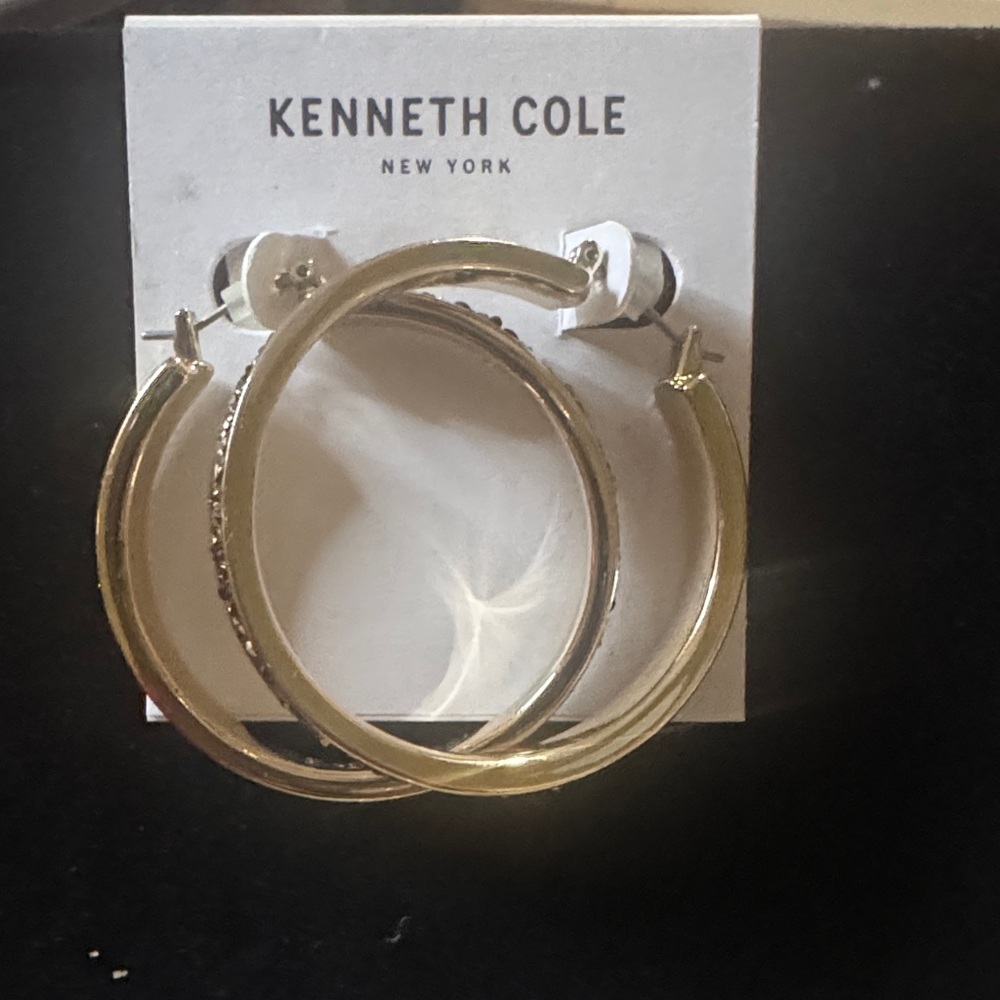 Brand New! Kenneth Cole Shiny Gold Hoop Earrings